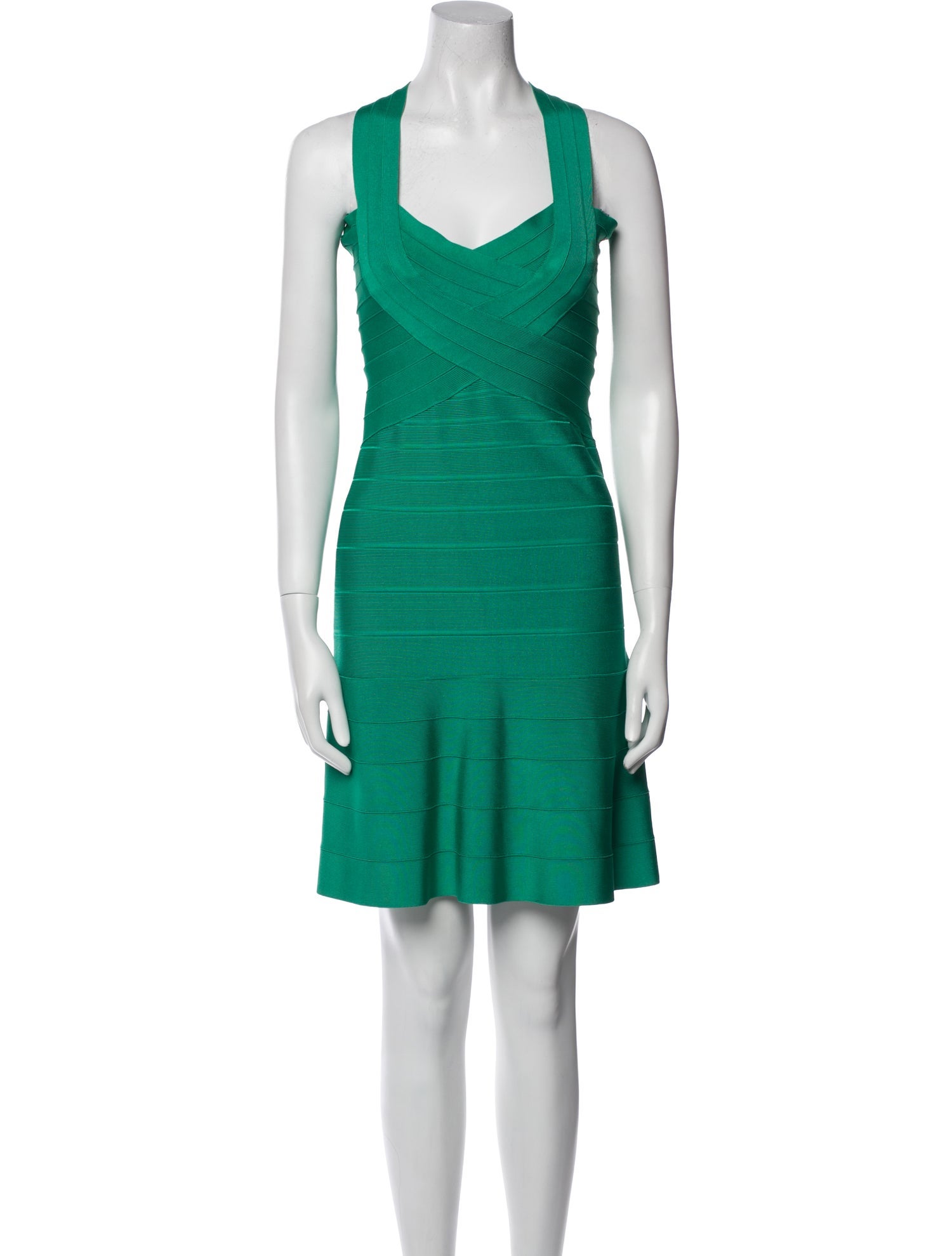 Herve Leger V-Neck Mini Dress
