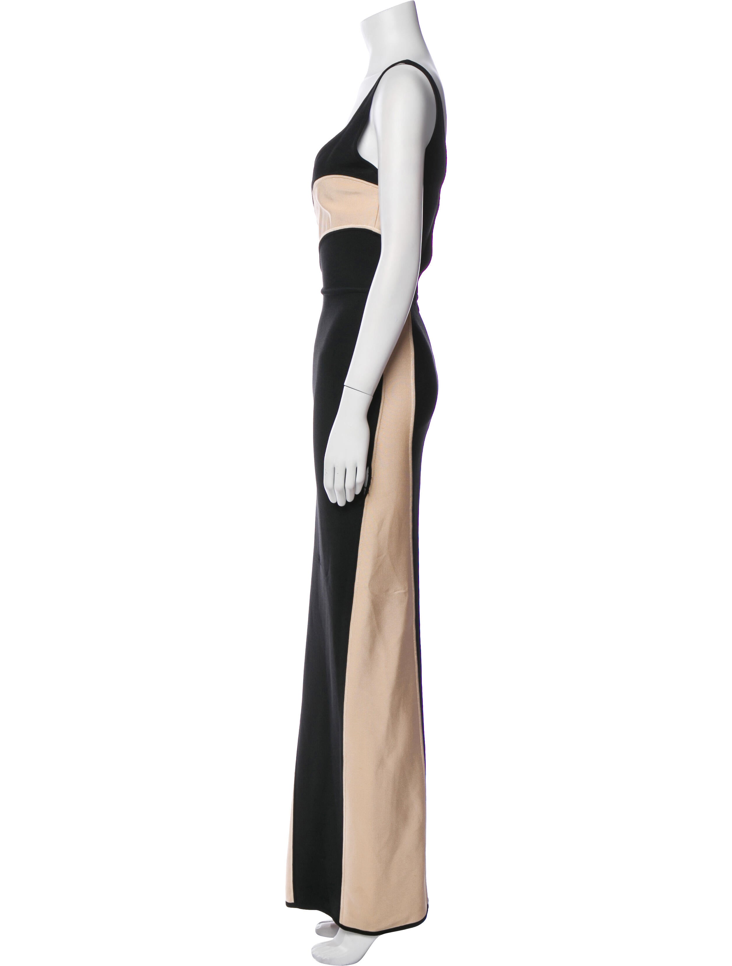 Herve Leger Colorblock Pattern Long Dress
