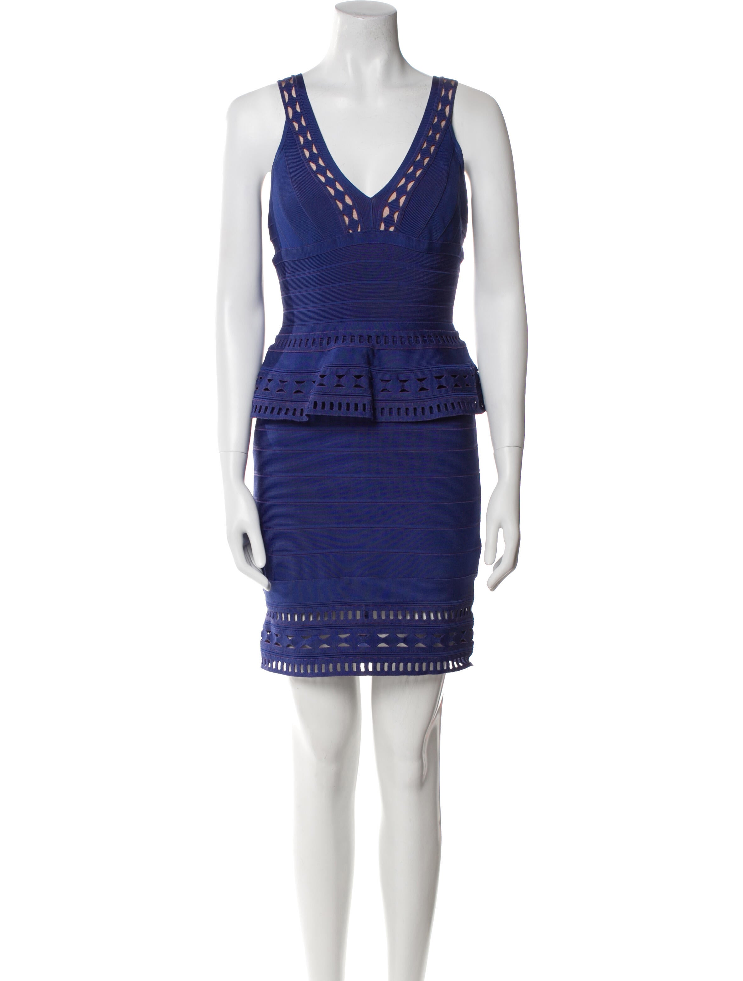 Herve Leger V-Neck Mini Dress