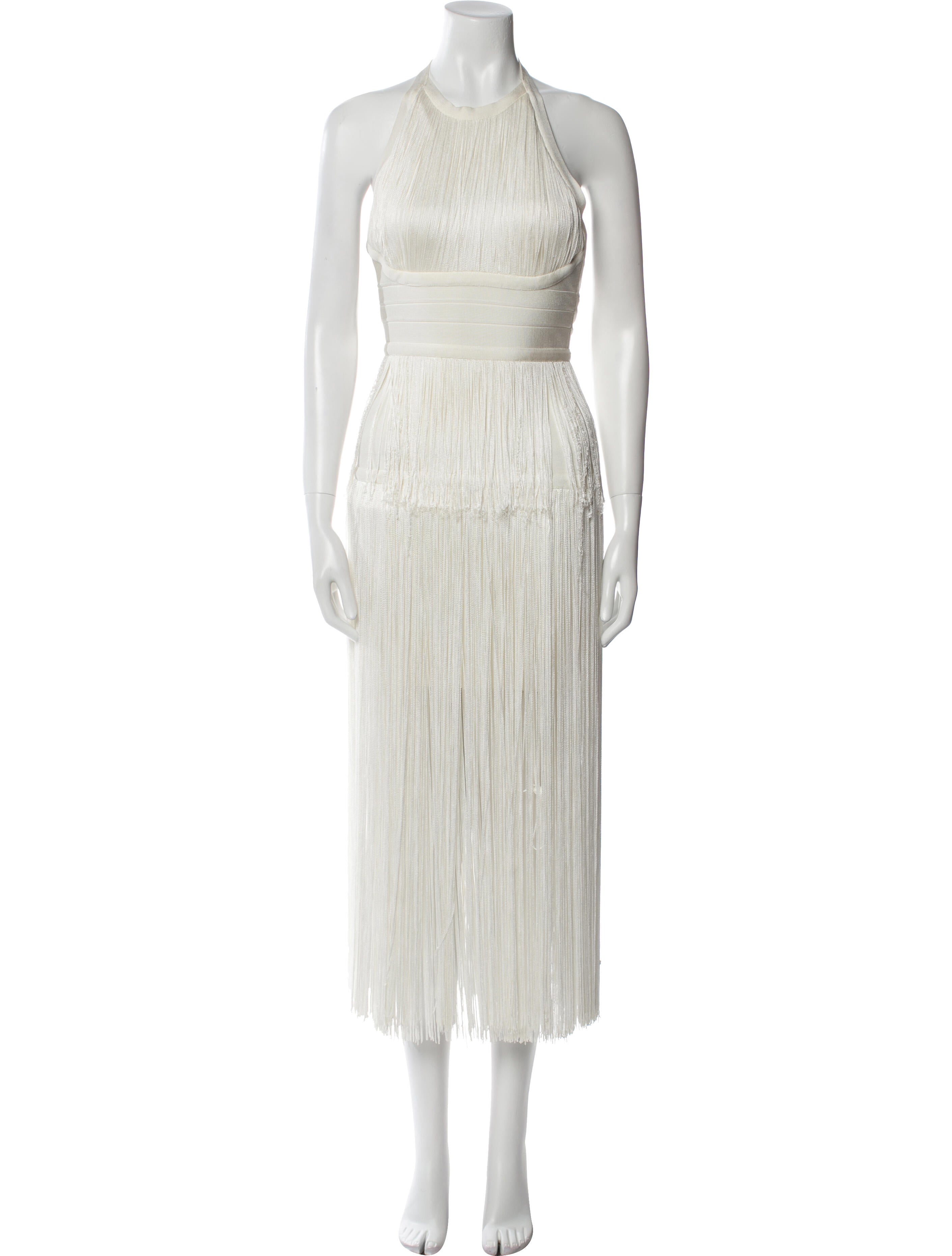 Herve Leger Crew Neck Midi Length Dress