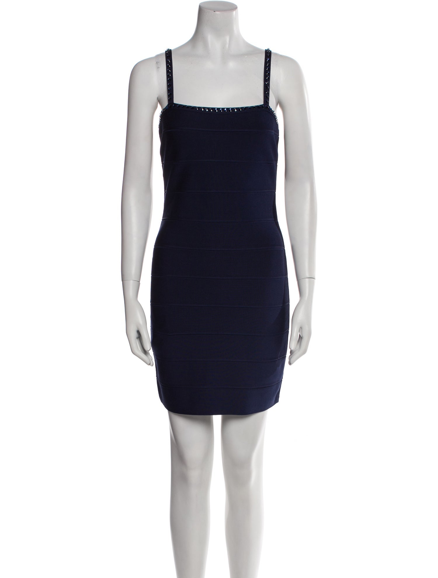 herve leger a line dress Herve Leger Crystal Embellished Navy Gown main image 1