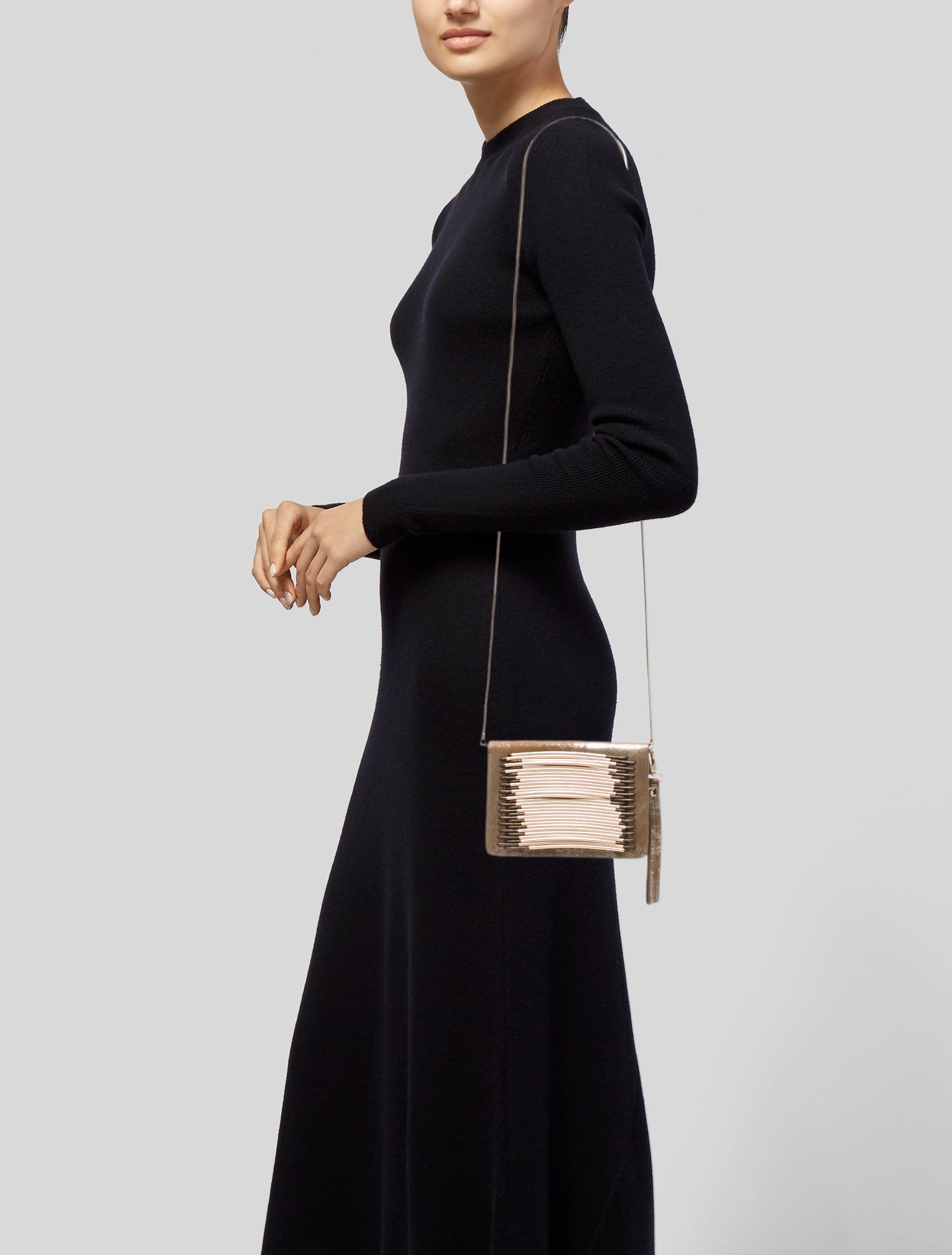 Herve Leger Leather Shoulder Bag