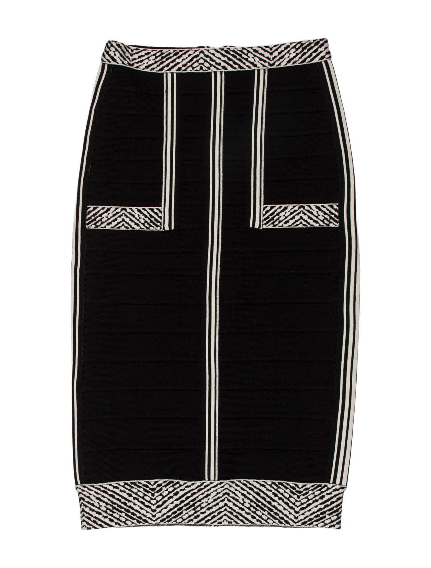 Herve Leger Striped Knee-Length Skirt