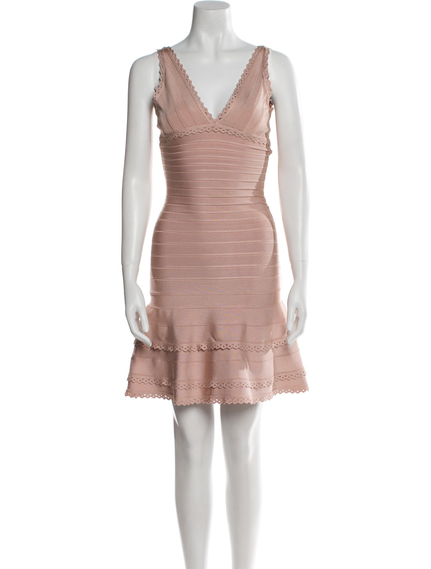 Herve Leger V-Neck Mini Dress