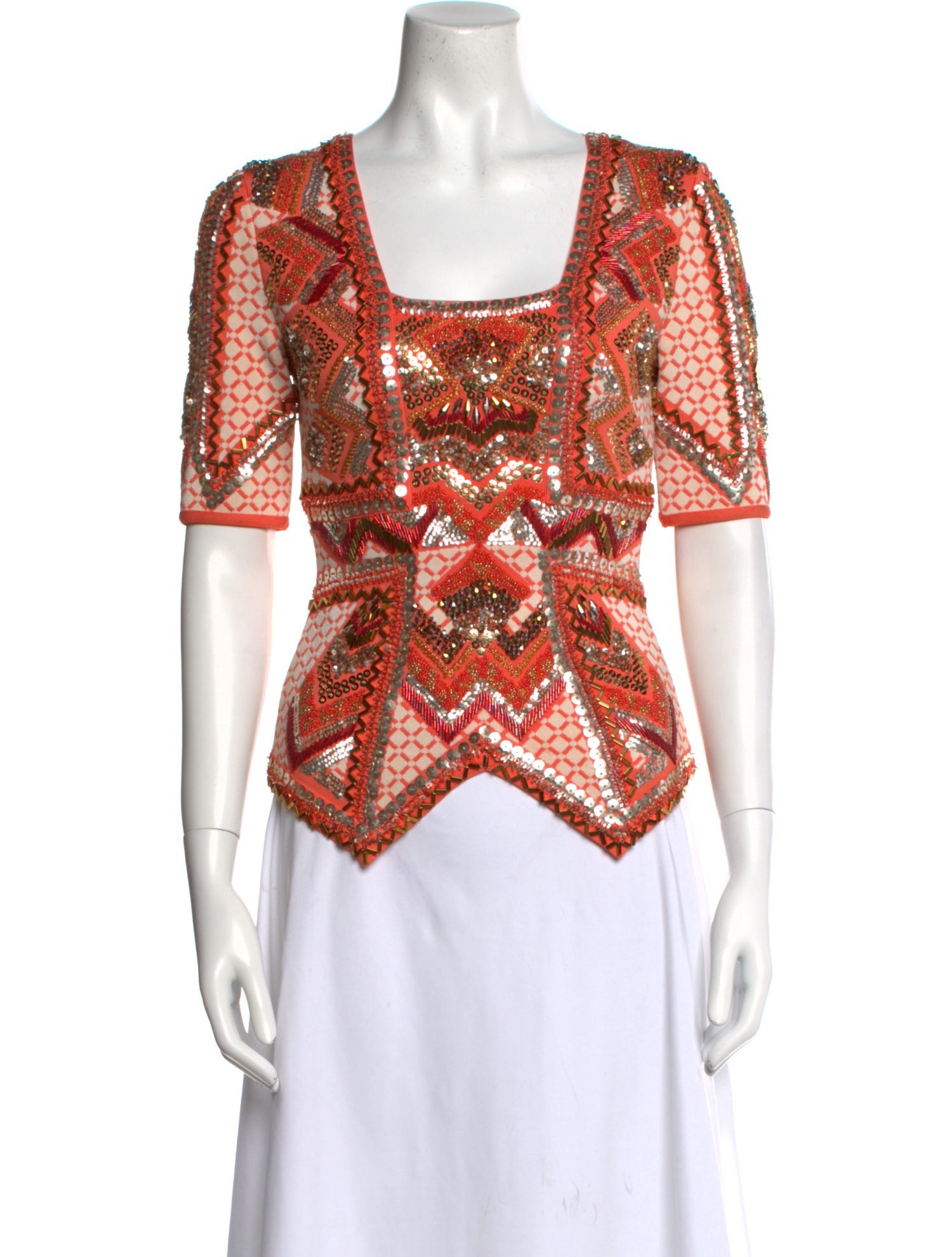 Herve Leger Printed Square Neckline Crop Top