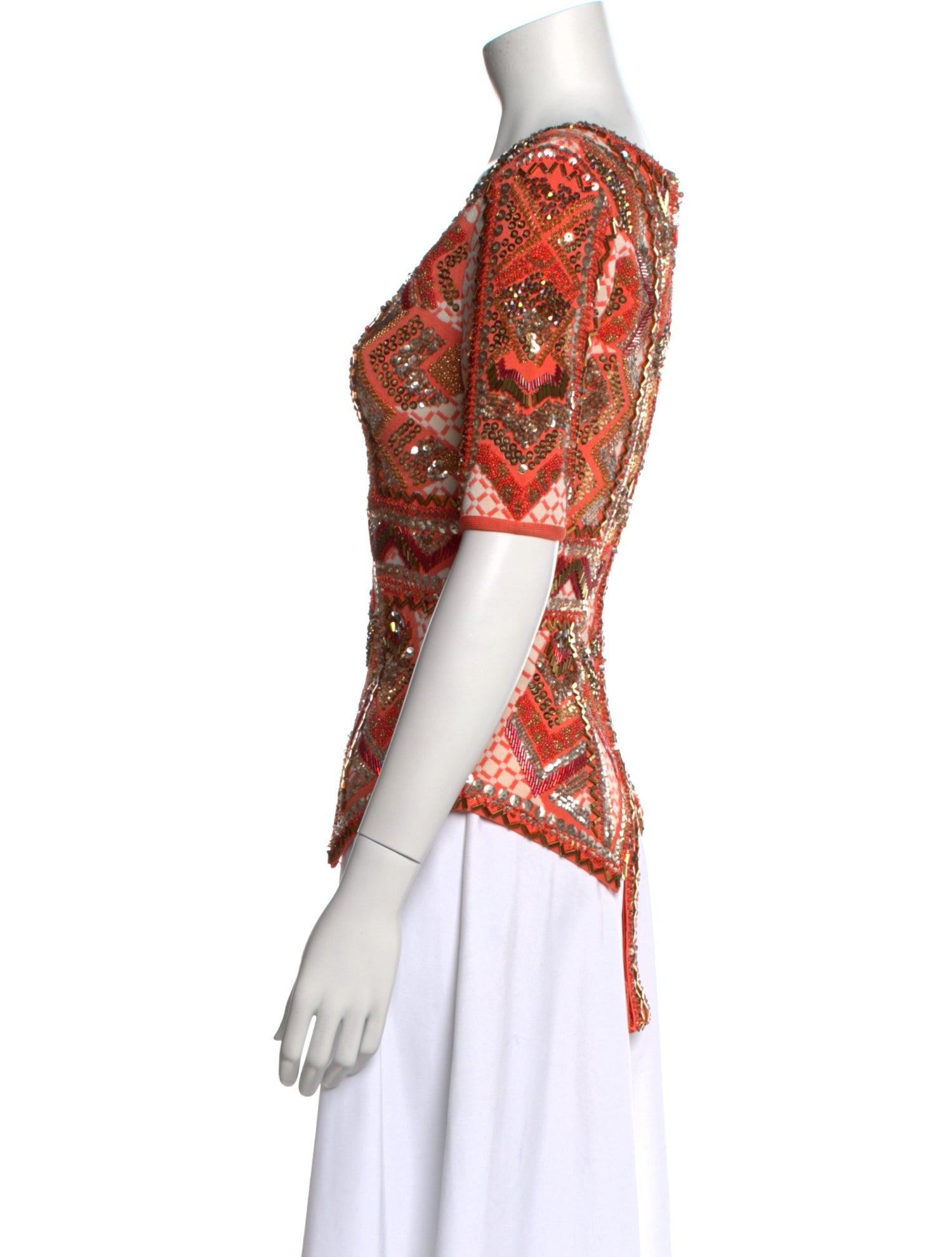 Herve Leger Printed Square Neckline Crop Top