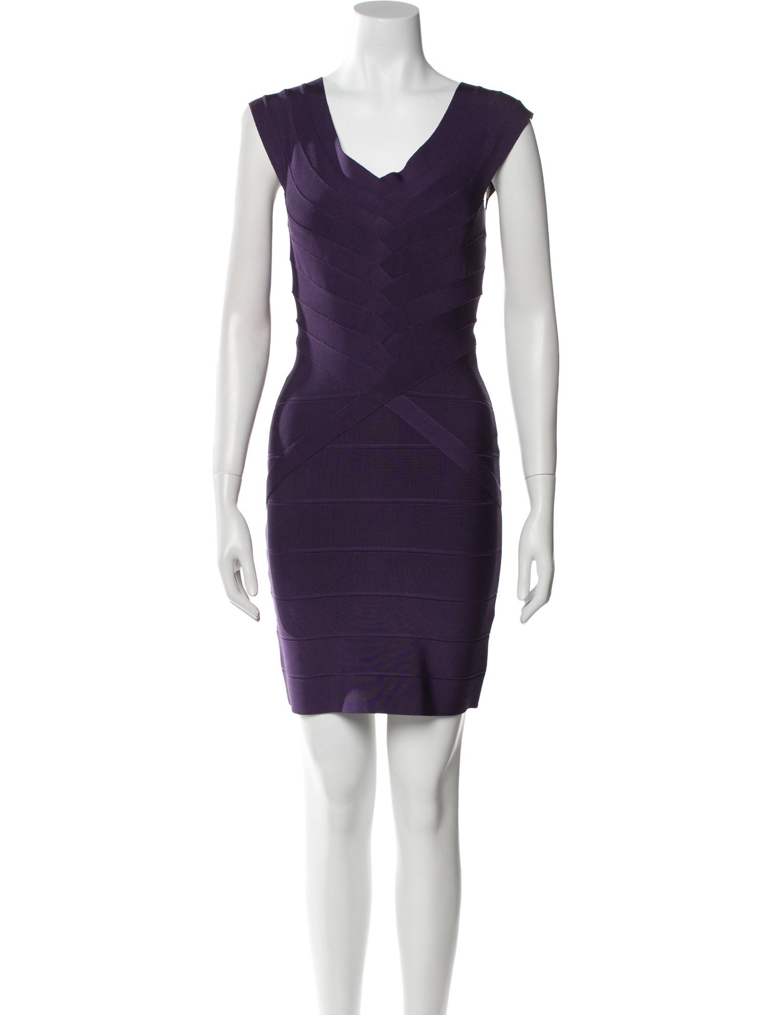 Herve Leger V-Neck Mini Dress