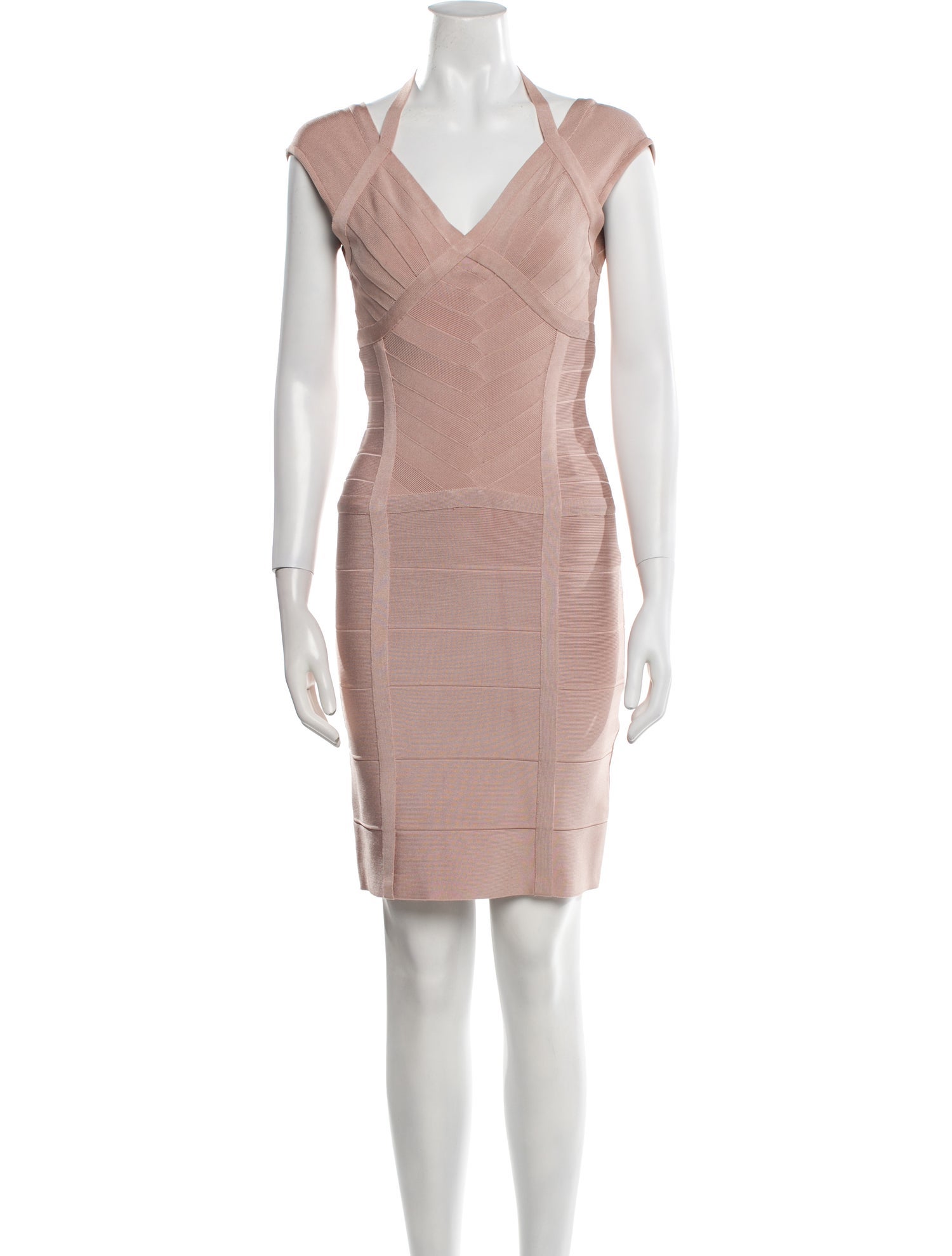 Herve Leger V-Neck Mini Dress
