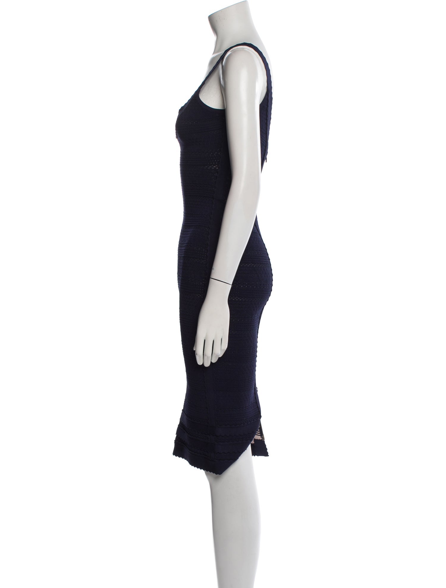 Herve Leger Scoop Neck Knee-Length Dress