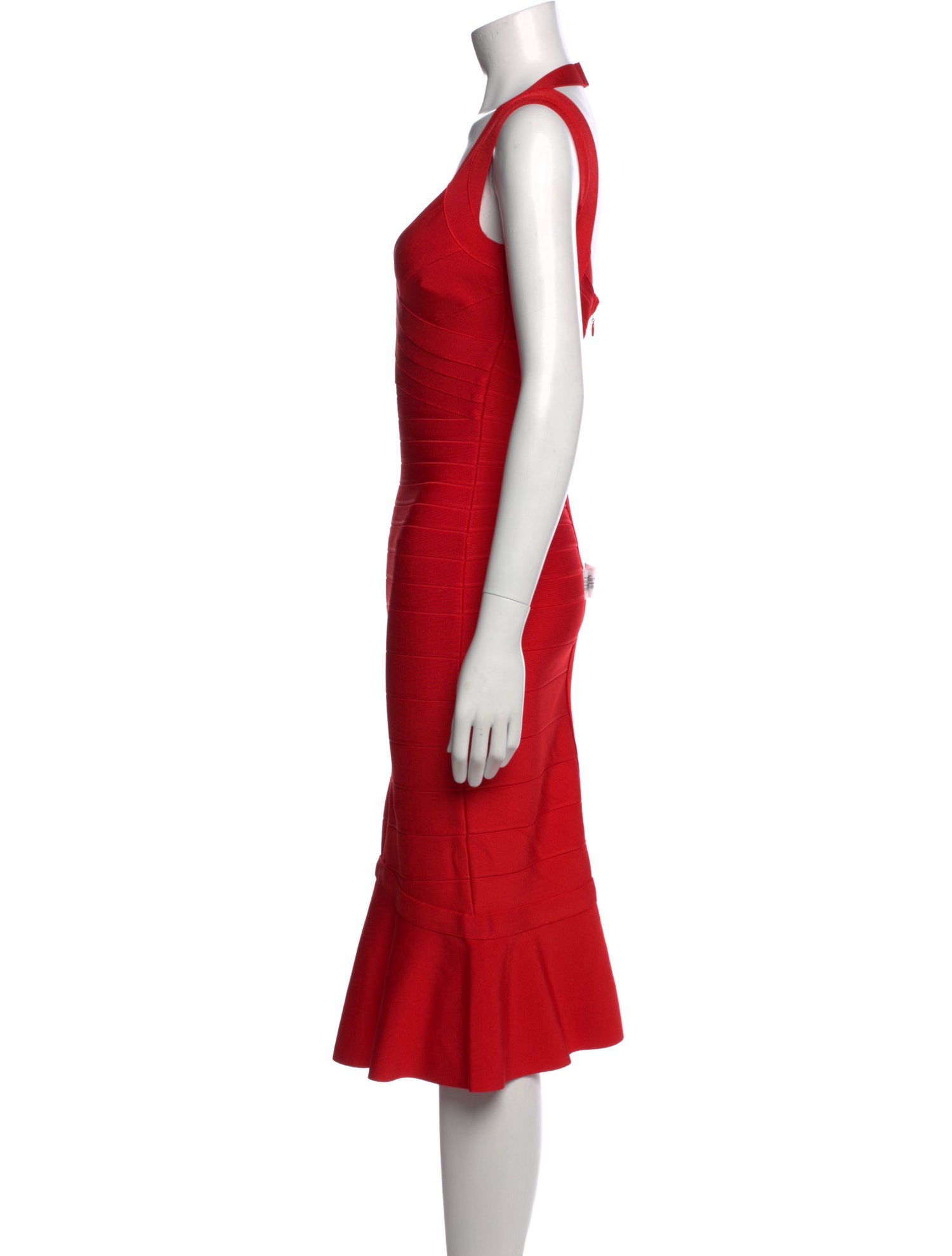 Herve Leger V-Neck Knee-Length Dress w/ Tags