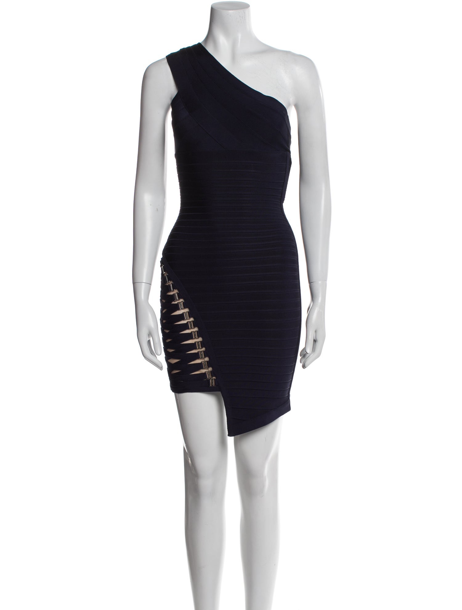 Herve Leger One-Shoulder Mini Dress