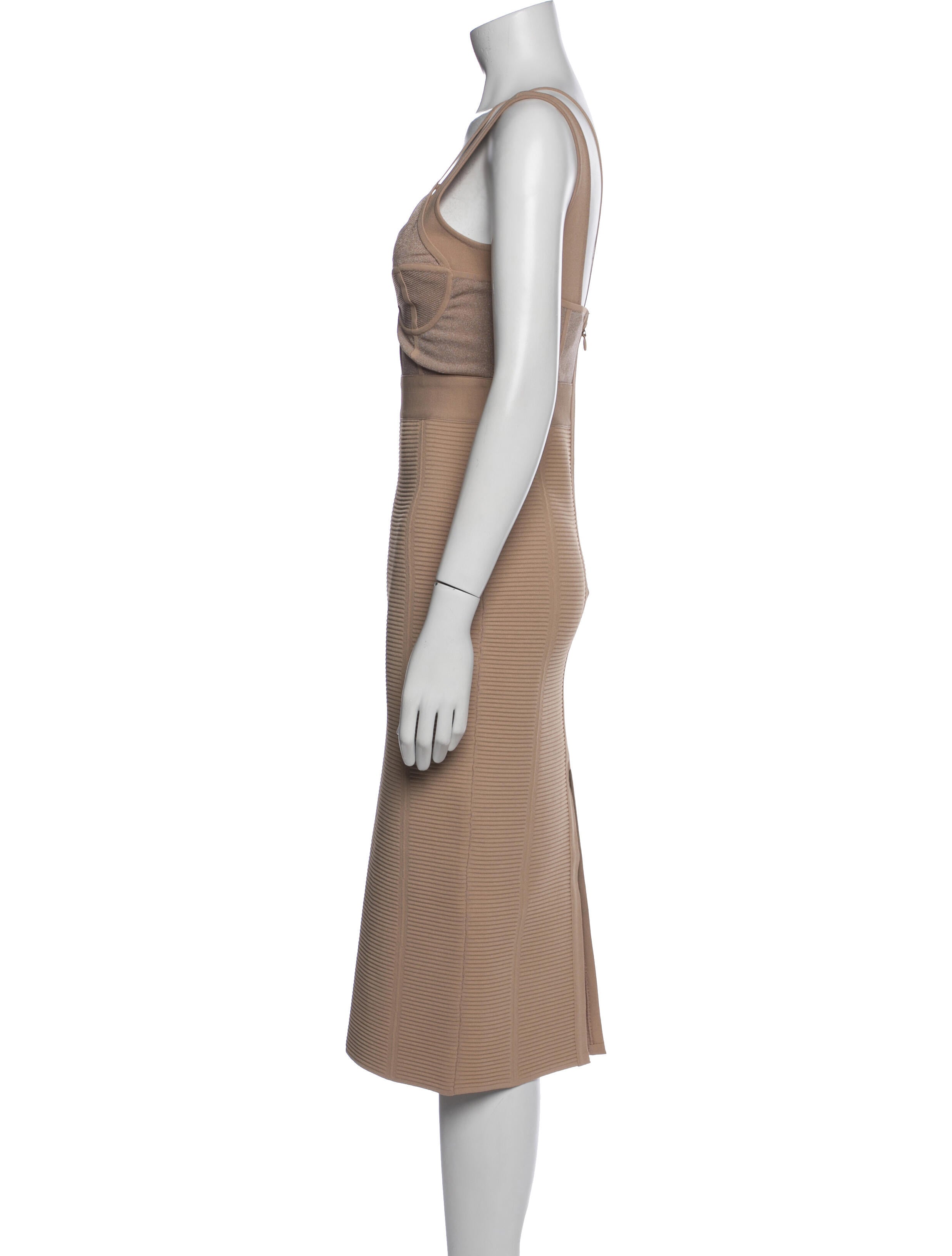 Herve Leger Square Neckline Midi Length Dress