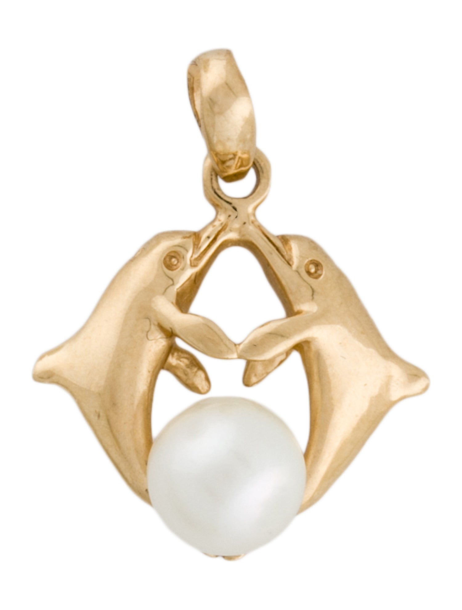 Na Hoku 14K Pearl Dolphin Pendant