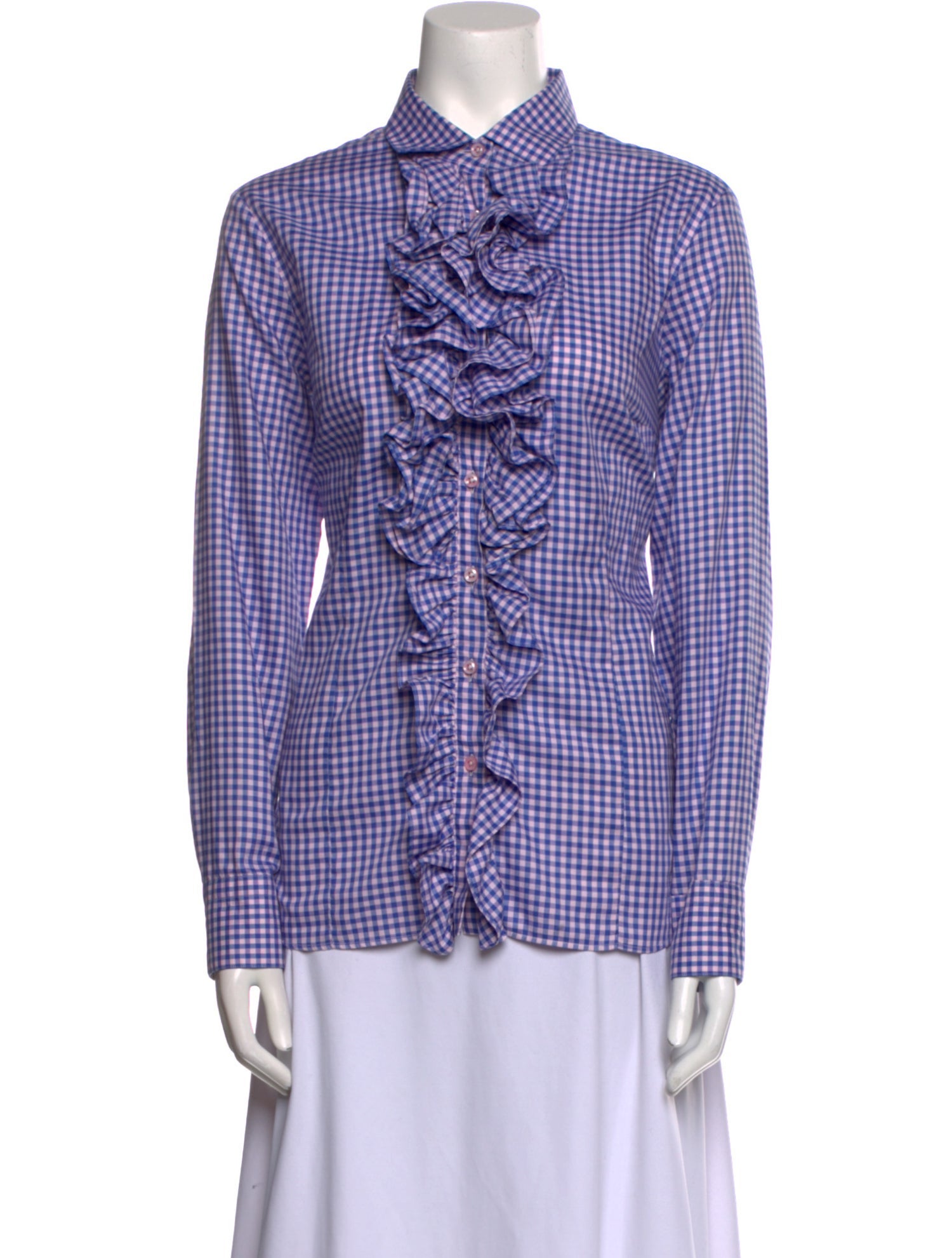 Hadleigh's Plaid Print Long Sleeve Button-Up Top