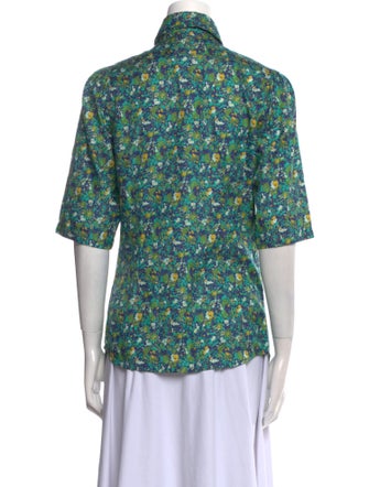 Hadleigh's Floral Print Short Sleeve Button-Up Top