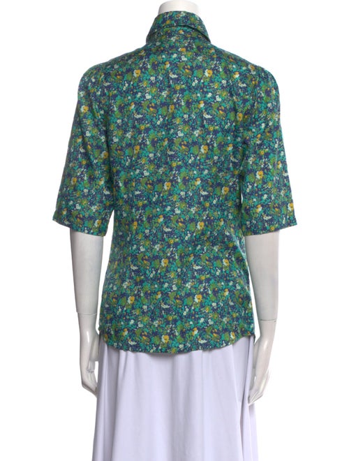 Hadleigh's Floral Print Short Sleeve Button-Up Top