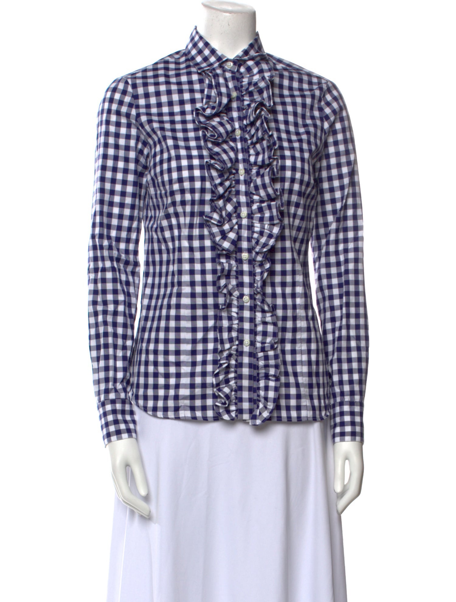 Hadleigh's Plaid Print Long Sleeve Button-Up Top