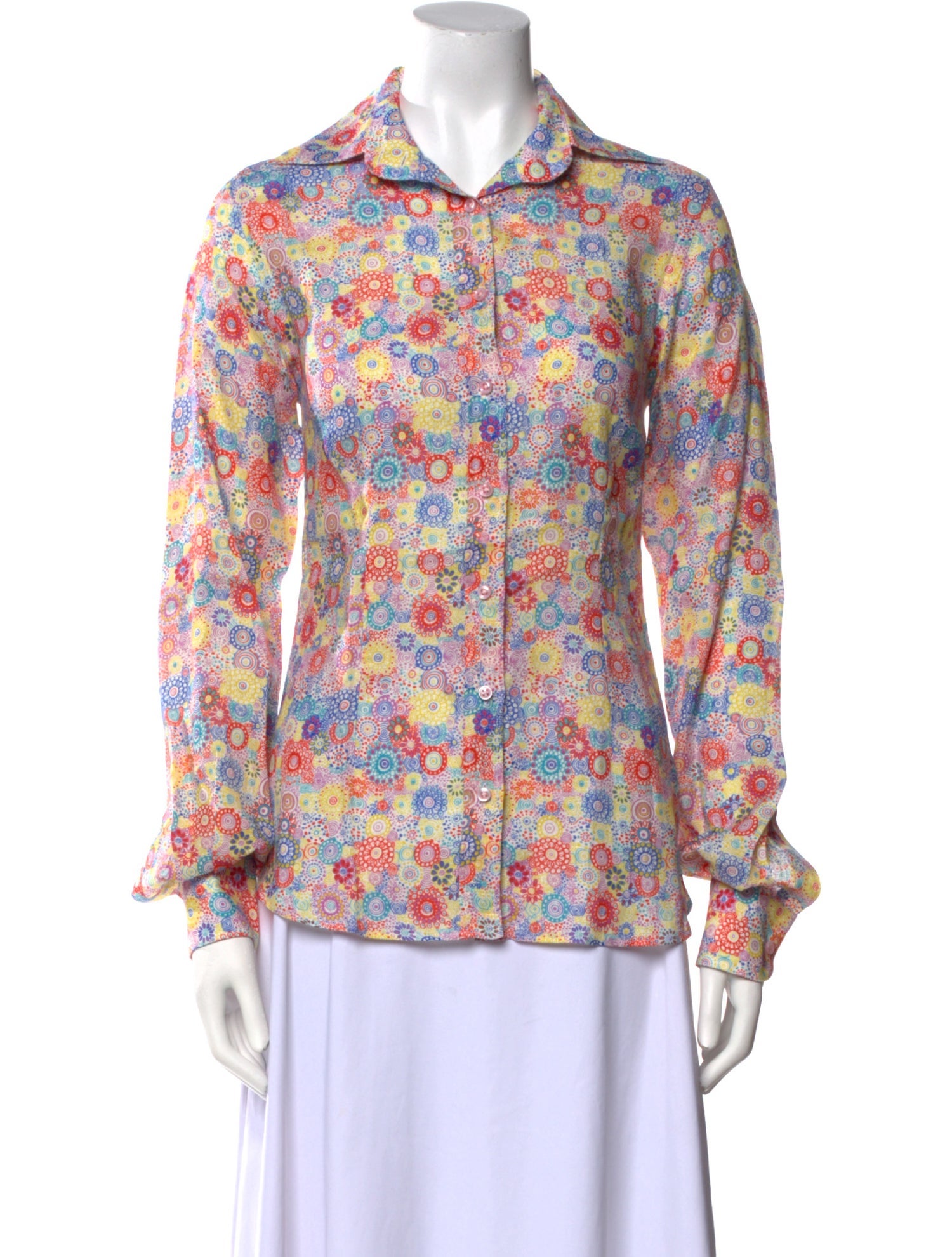 Hadleigh's Floral Print Long Sleeve Button-Up Top