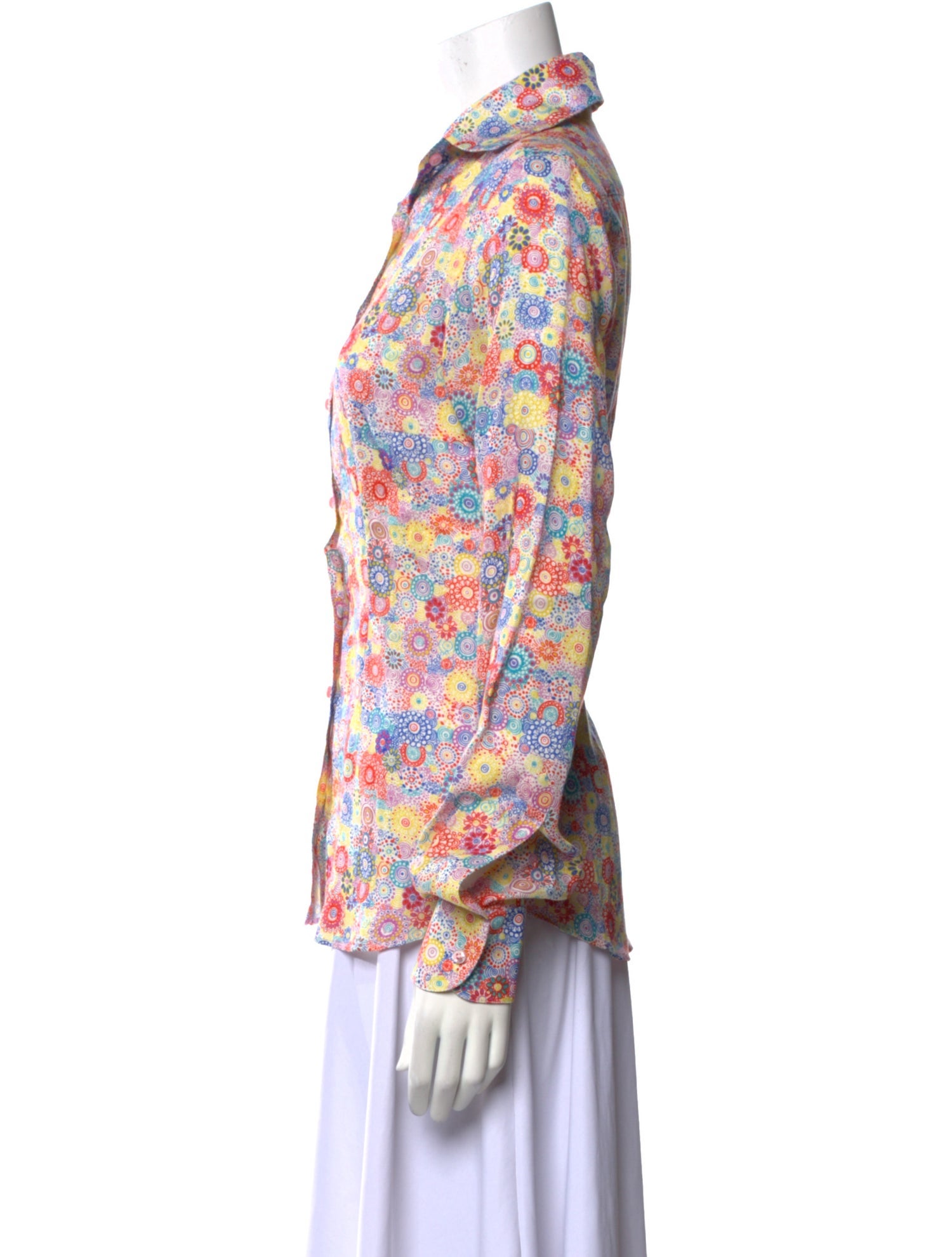 Hadleigh's Floral Print Long Sleeve Button-Up Top