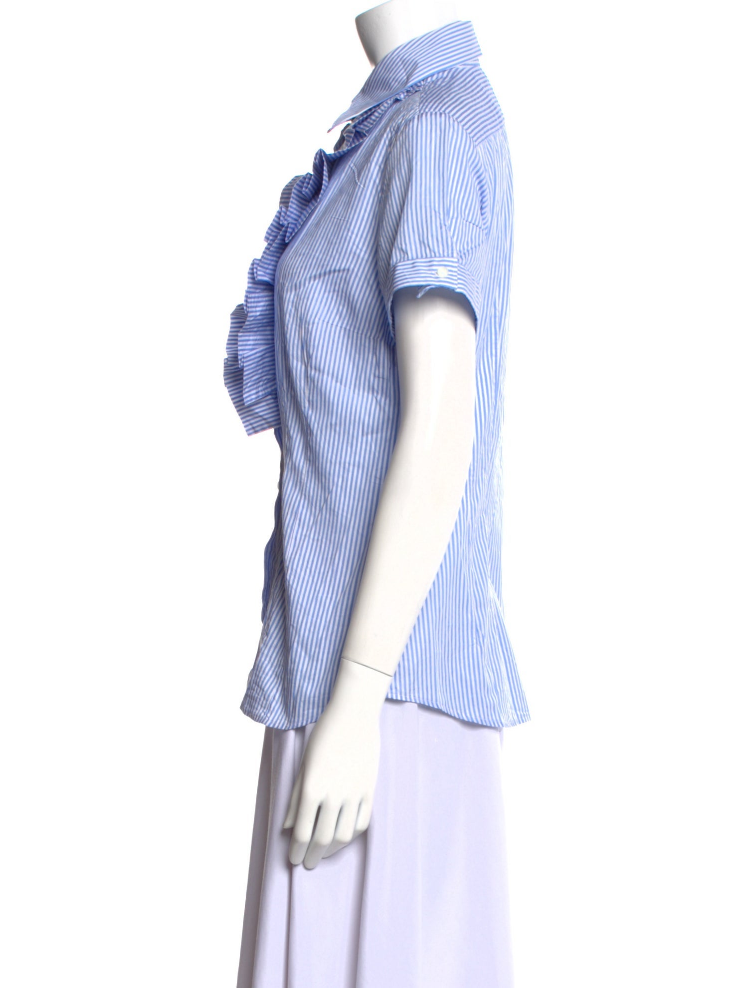 Hadleigh's Striped Short Sleeve Button-Up Top