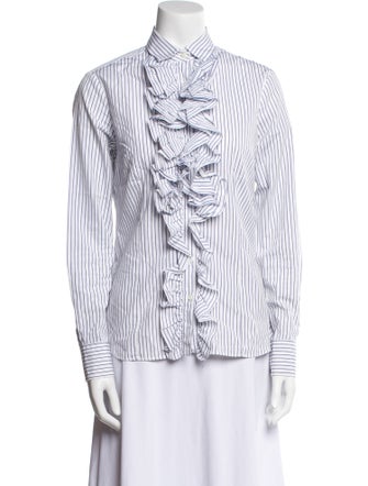 Hadleigh's Striped Long Sleeve Button-Up Top