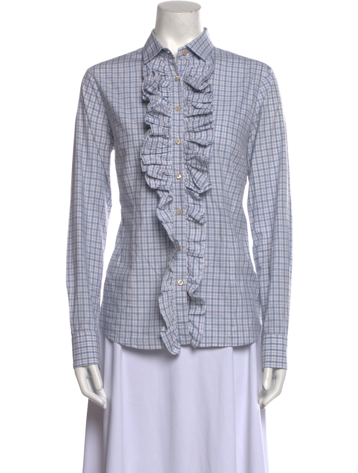 Hadleigh's Plaid Print Long Sleeve Button-Up Top