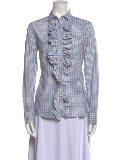 Hadleigh's Plaid Print Long Sleeve Button-Up Top