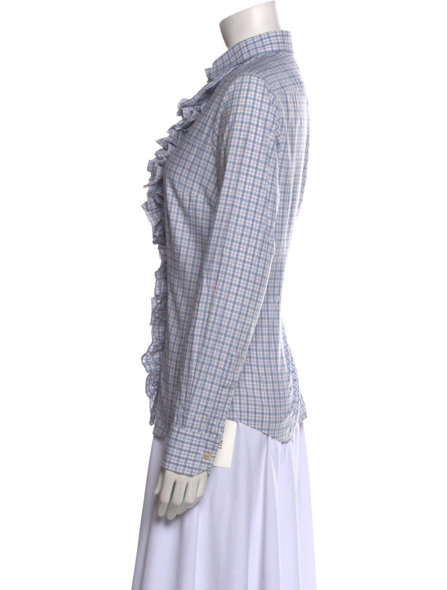 Hadleigh's Plaid Print Long Sleeve Button-Up Top