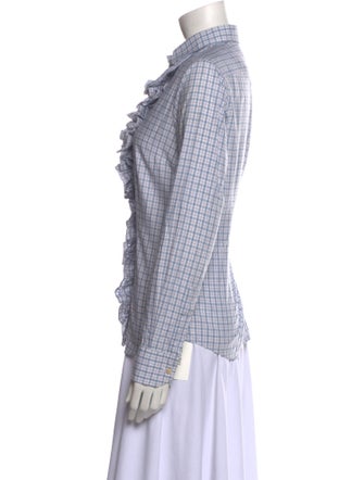 Hadleigh's Plaid Print Long Sleeve Button-Up Top