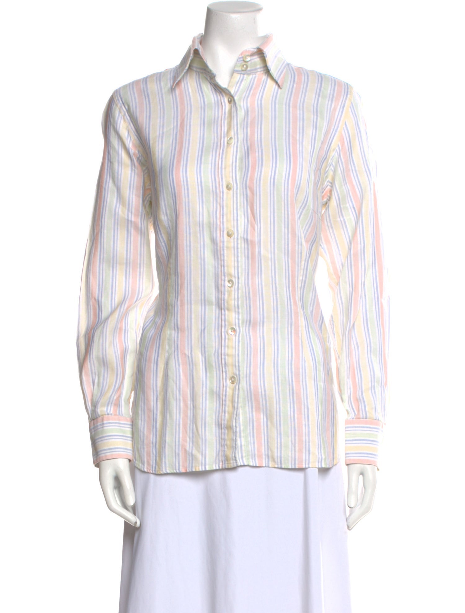 Hadleigh's Striped Long Sleeve Button-Up Top