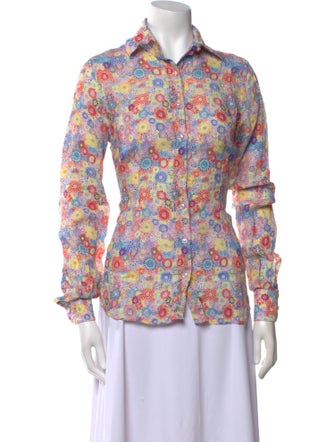 Hadleigh's Printed Long Sleeve Button-Up Top