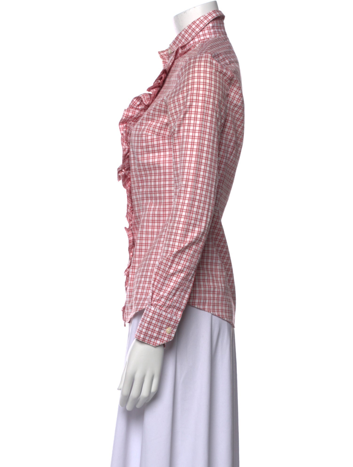 Hadleigh's Plaid Print Long Sleeve Button-Up Top