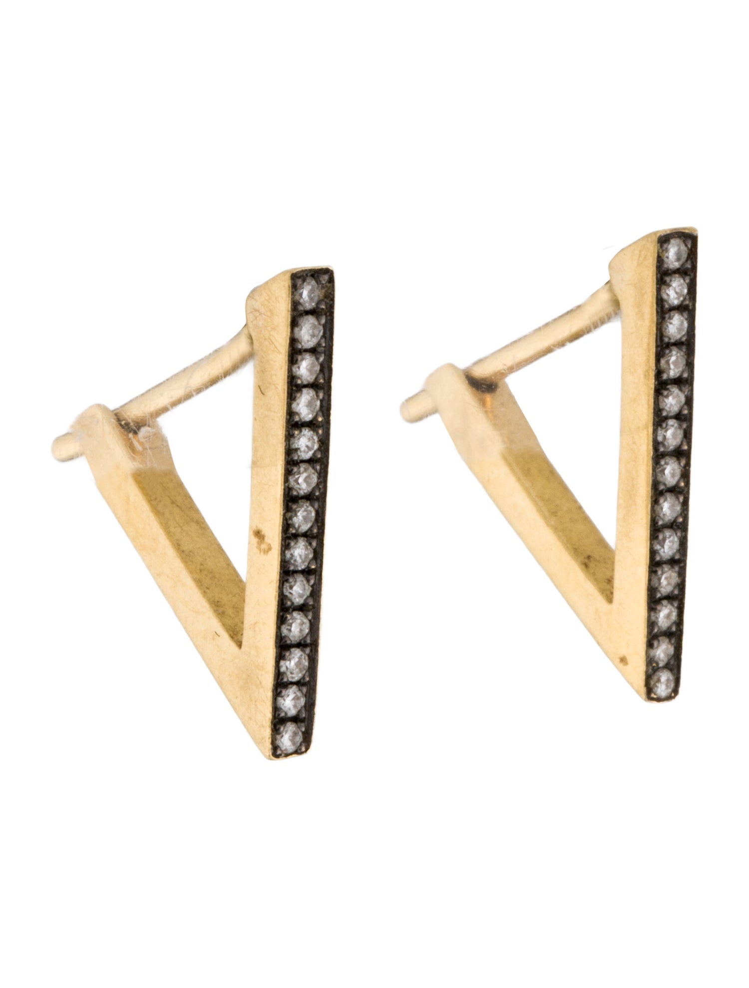 Noor Fares 18K Diamond Triangle Hoop Earrings