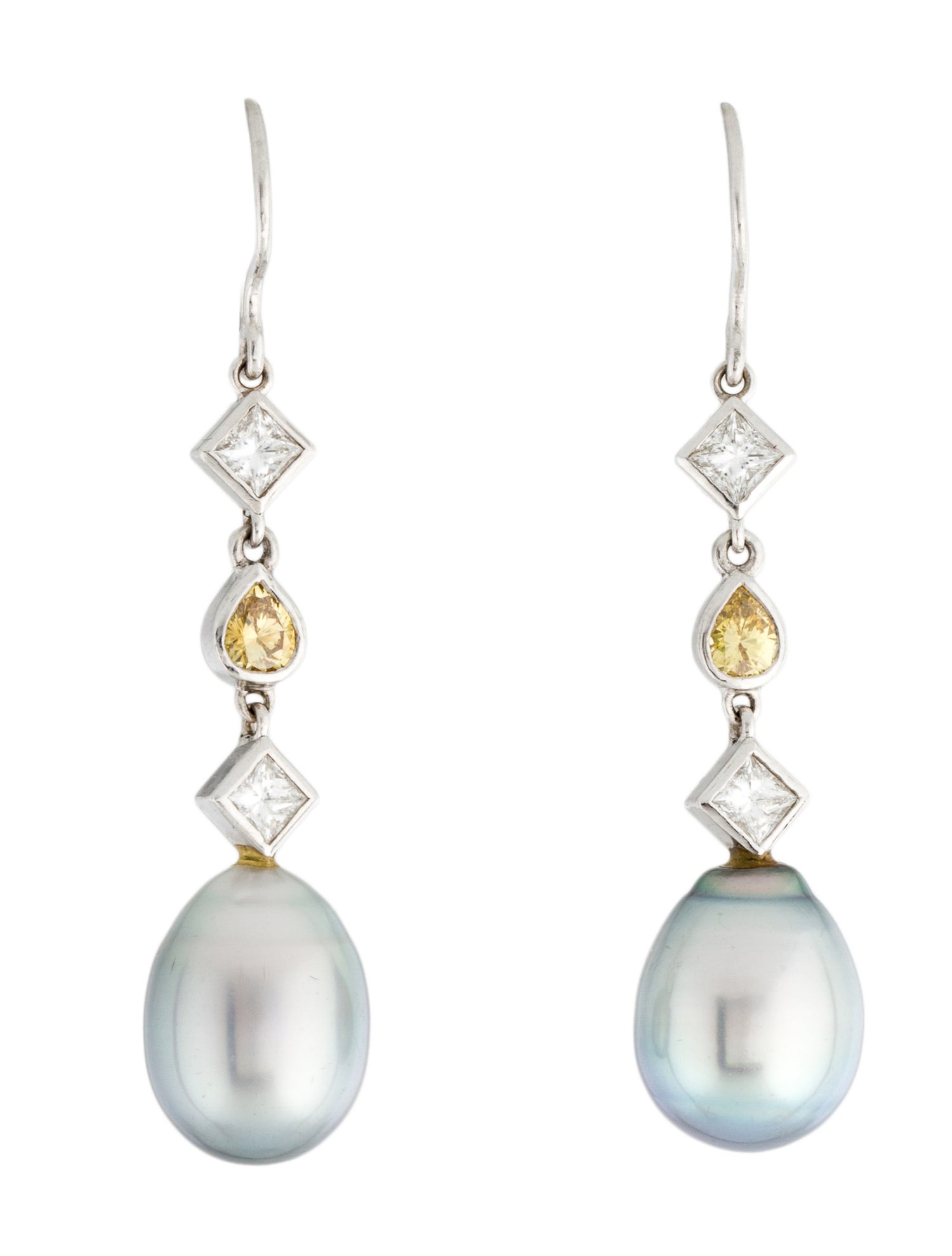 Matthew Trent Platinum Pearl & Diamond Drop Earrings