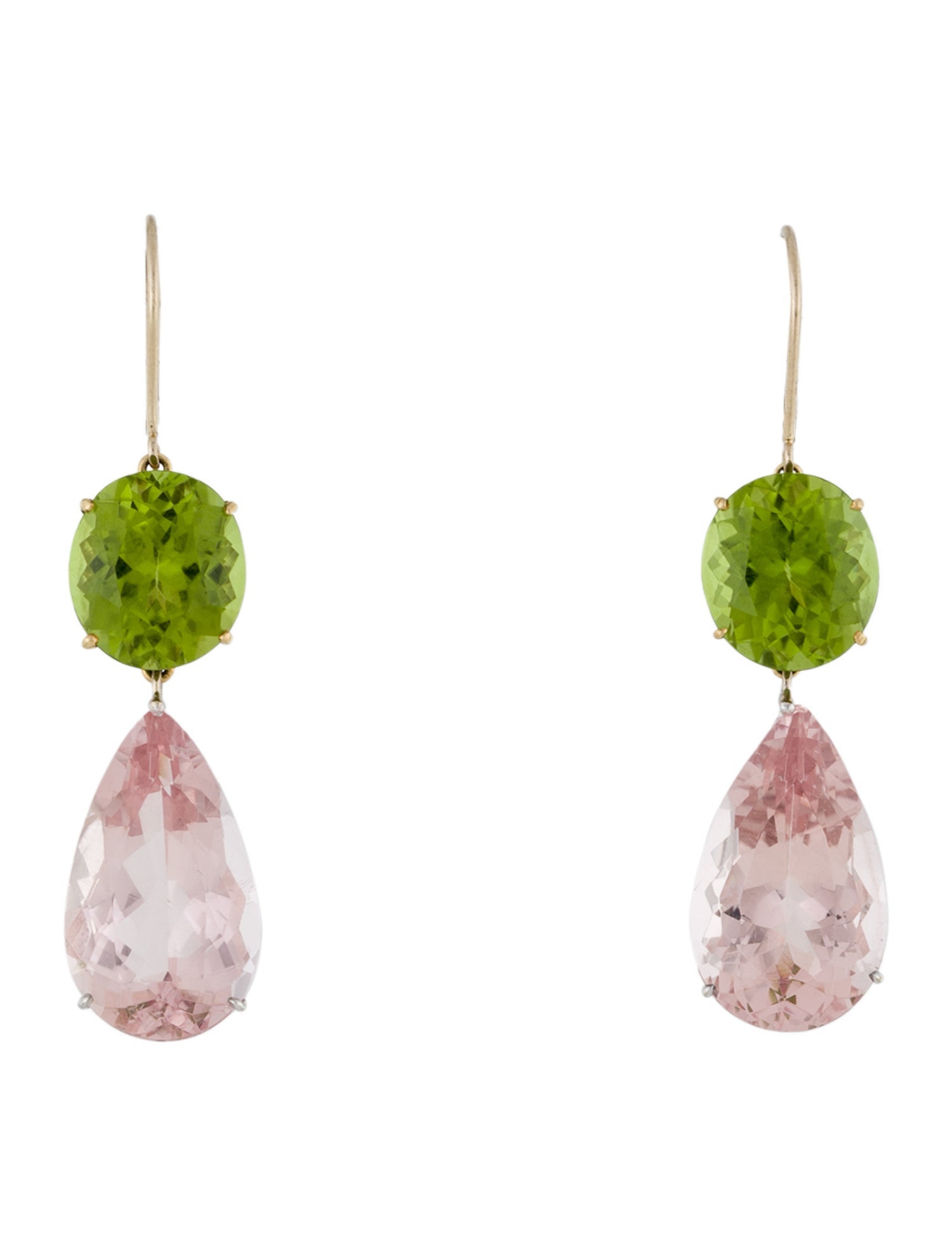 Matthew Trent 18K Morganite & Peridot Tear Drop Earrings