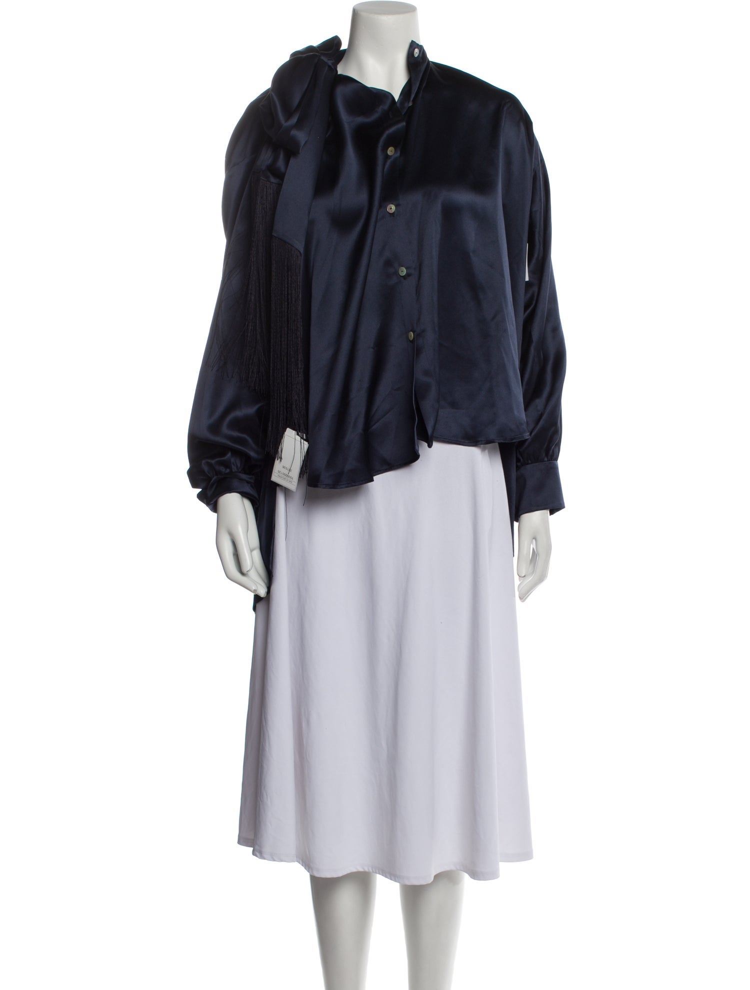 Hillier Bartley Silk Mock Neck Button-Up Top