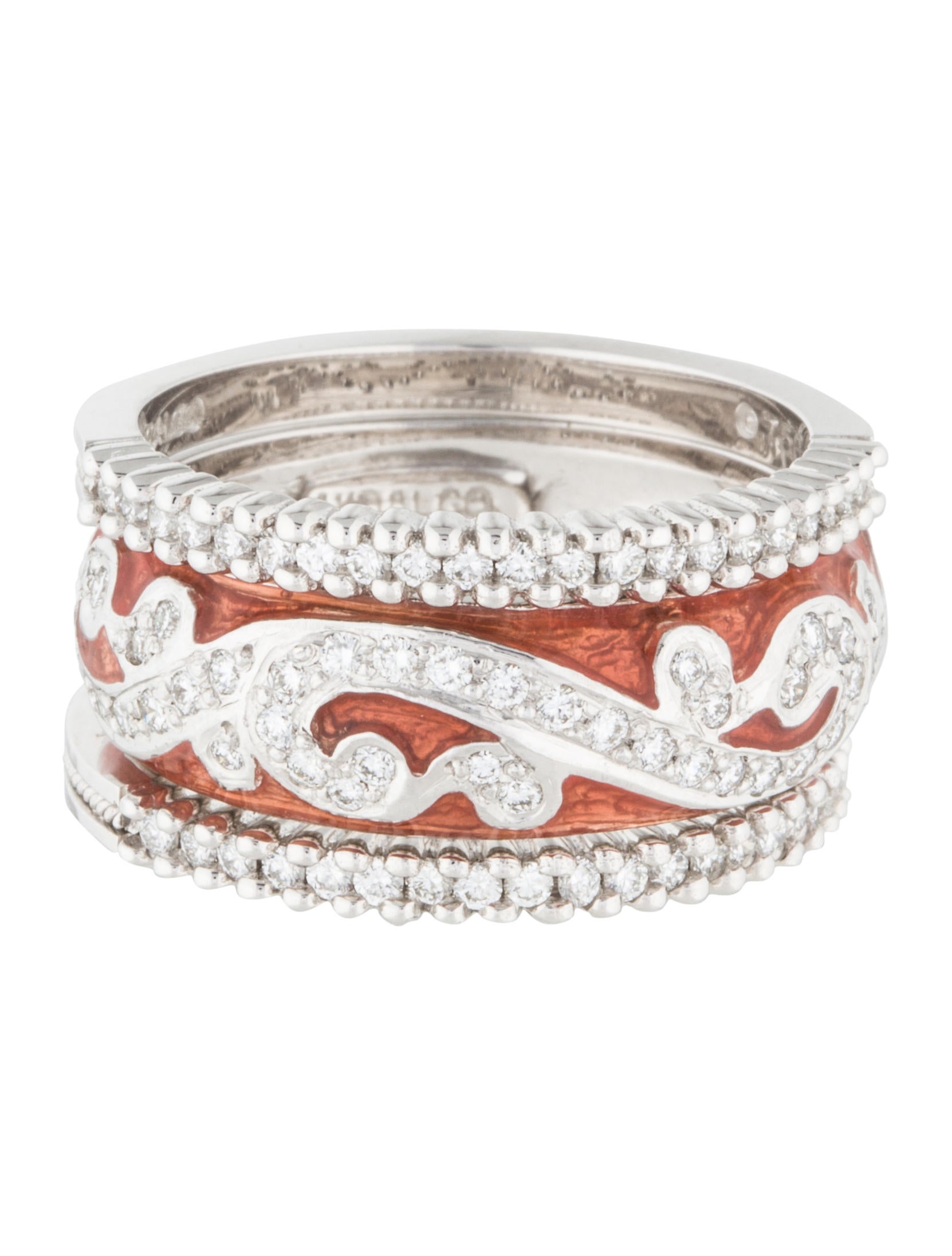 Hidalgo Enamel & Diamond Ring Set Rings HID20196 The RealReal