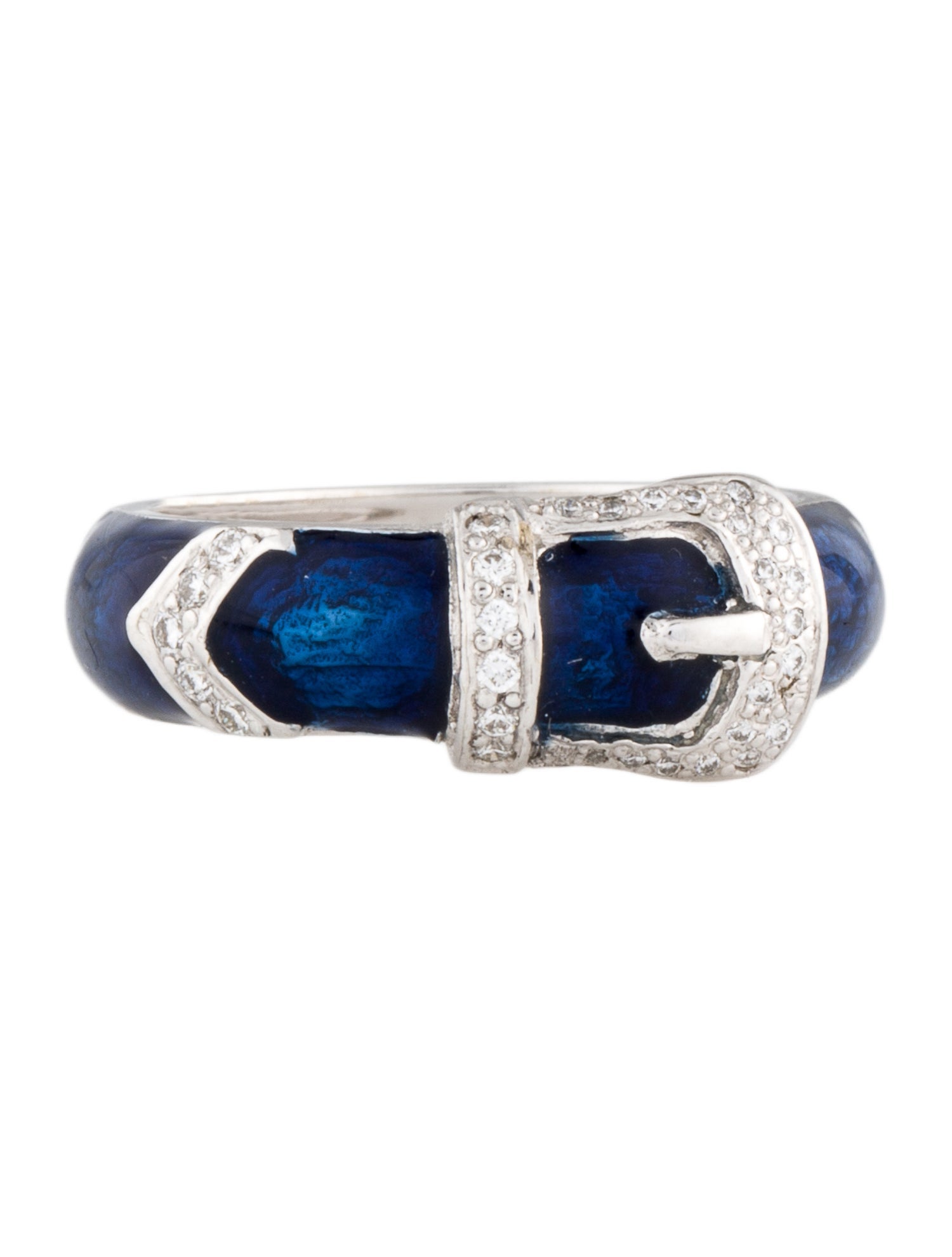 Hidalgo 18K Diamond Enamel Buckle Ring