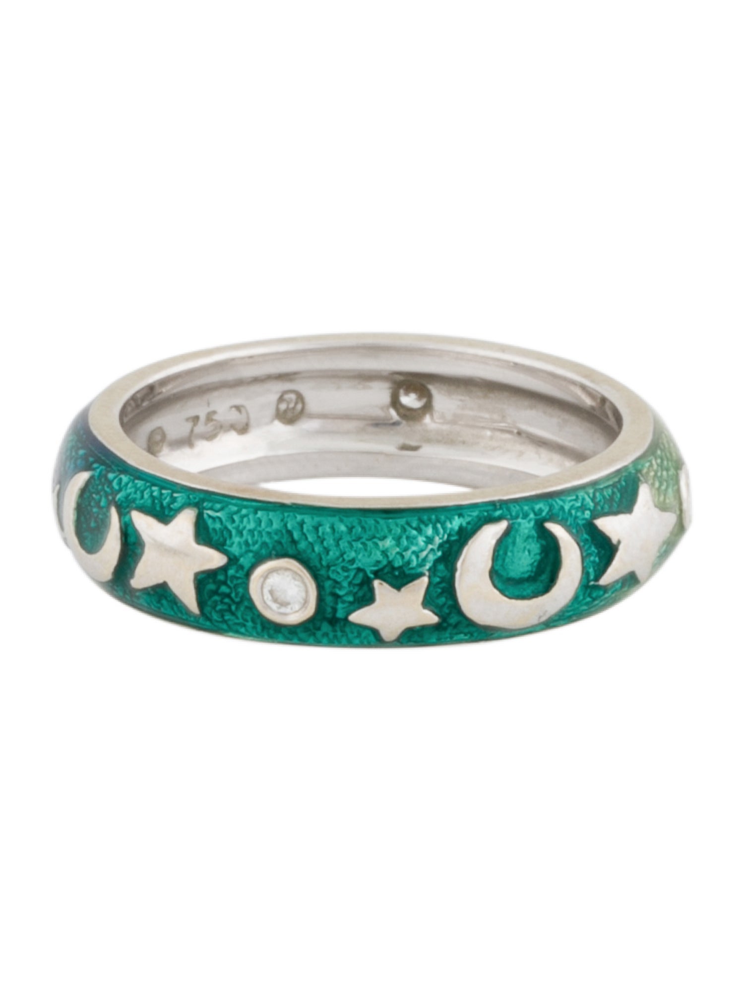 Hidalgo 18K Diamond Enamel Moon & Stars Band