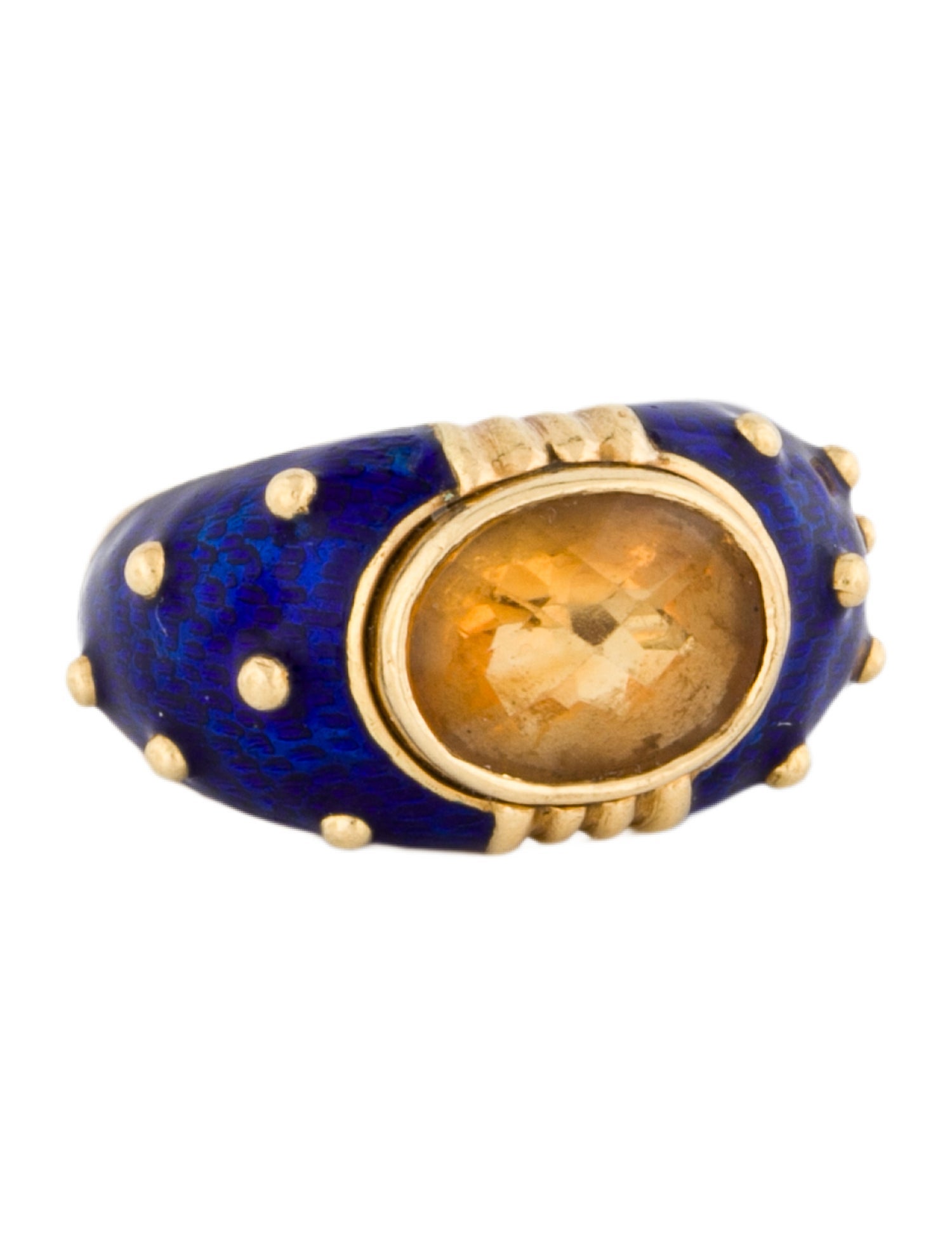 Hidalgo 18K Citrine & Enamel Cocktail Ring