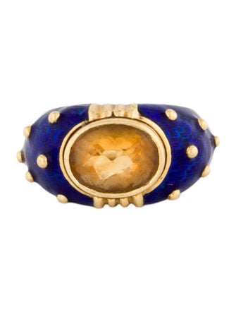 Hidalgo 18K Citrine & Enamel Cocktail Ring