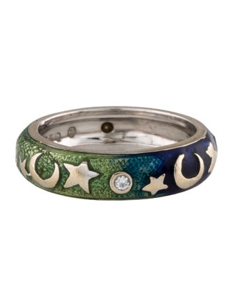 Hidalgo 18K Diamond Moon & Star Enamel Band