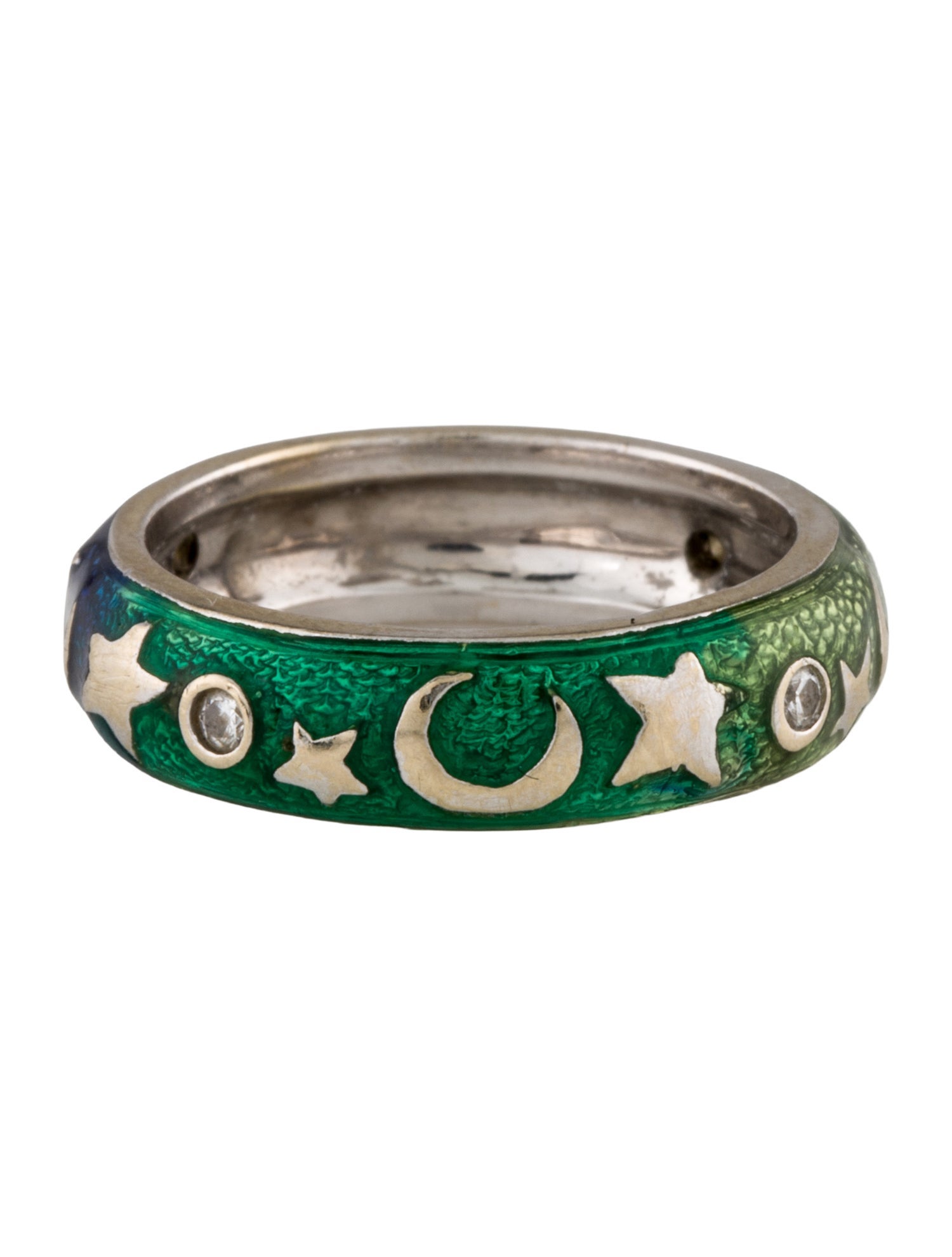 Hidalgo 18K Diamond Moon & Star Enamel Band