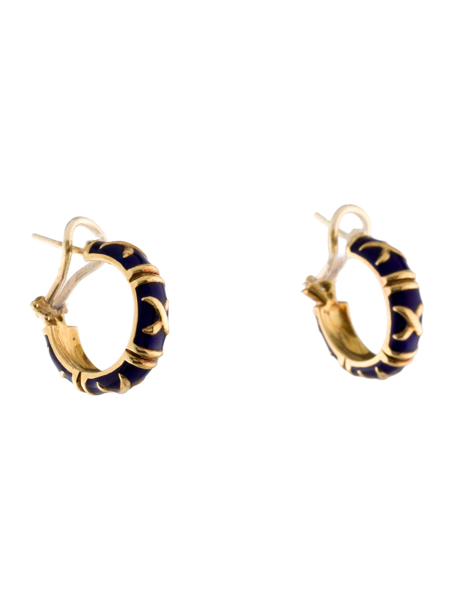 Hidalgo 18K Enamel 'X' Hoop Earrings
