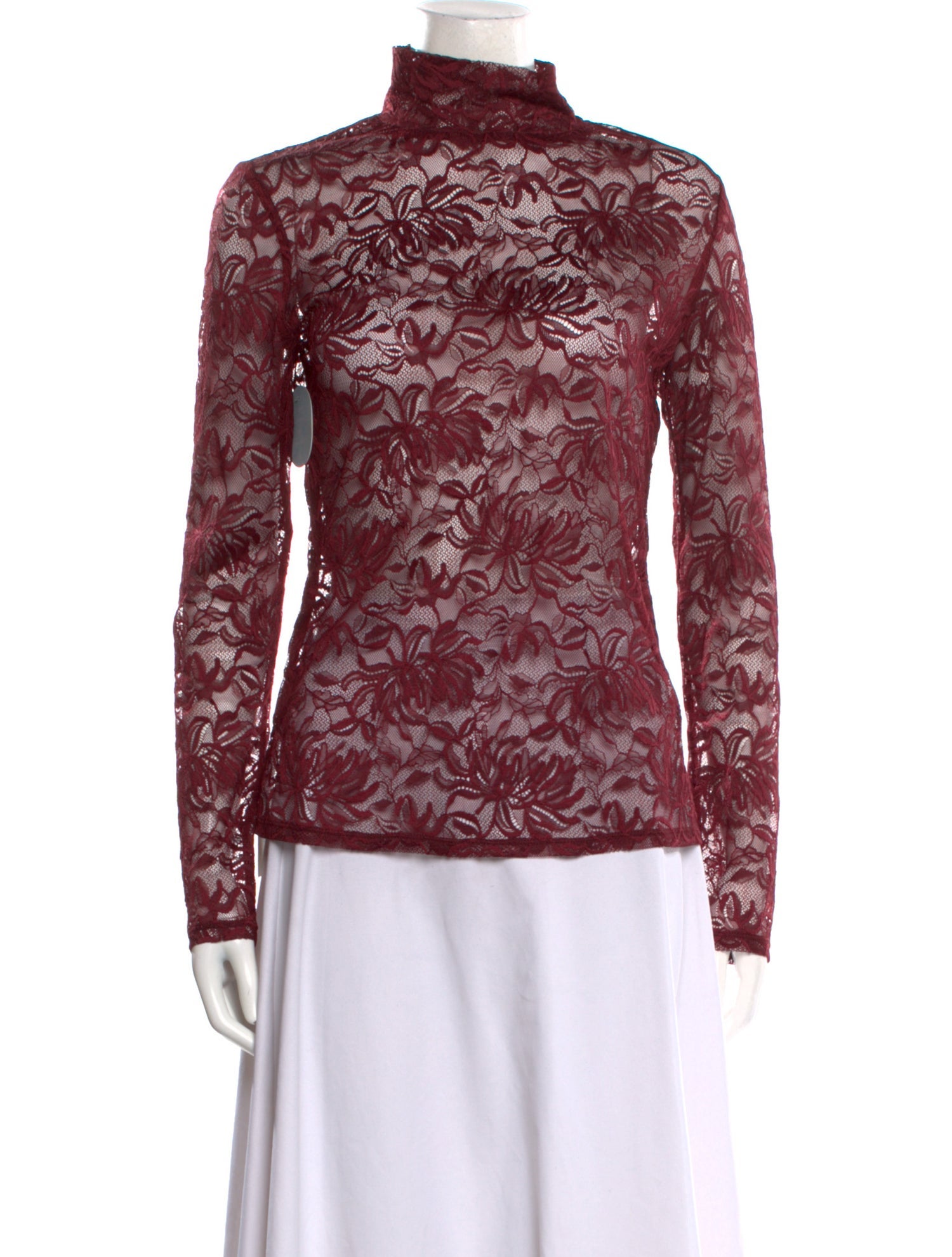 Hill House Home Lace Lace Pattern Blouse w/ Tags - Burgundy Tops