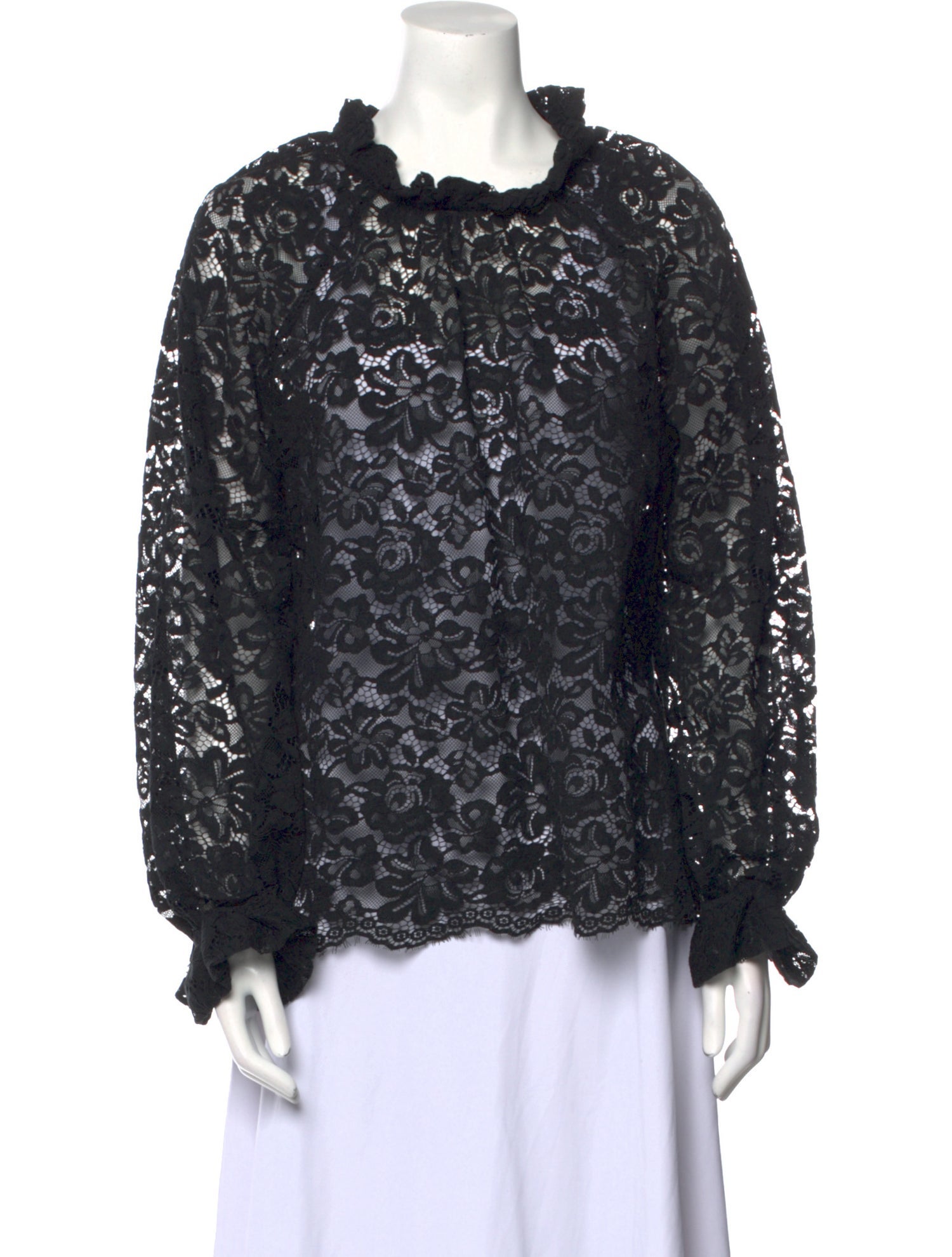 Hill House Home Nylon Lace Pattern Top - Black Tops, Clothing