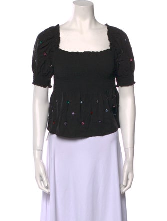 Hill House Home Square Neckline Short Sleeve Crop Top