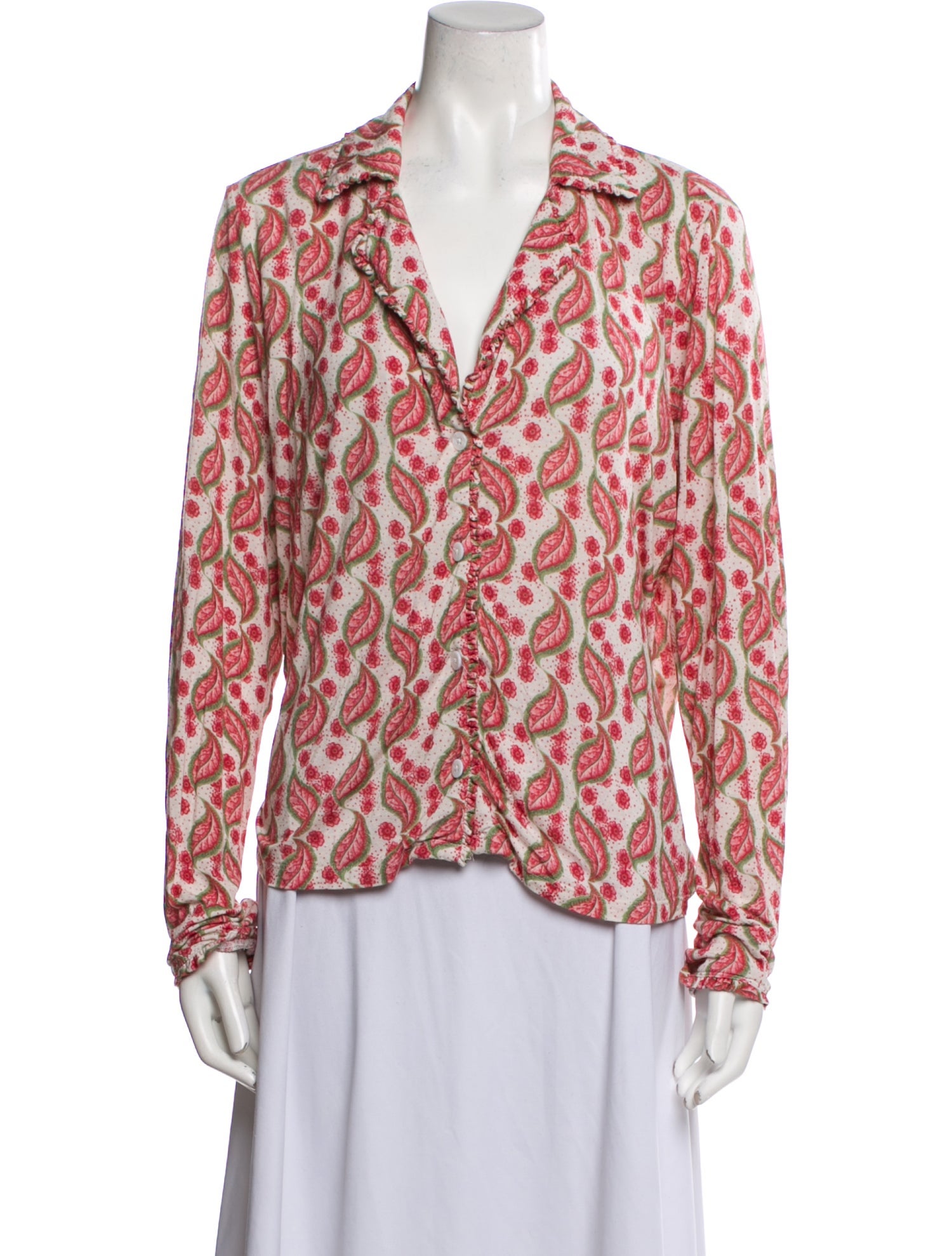 Hill House Home Printed Ruffle Embellishment Nightgown