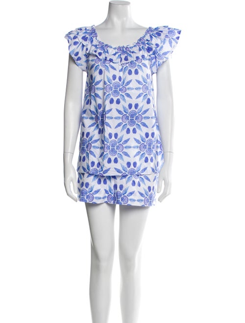 Hill House Home Printed Ruffle Embellishment Short Set