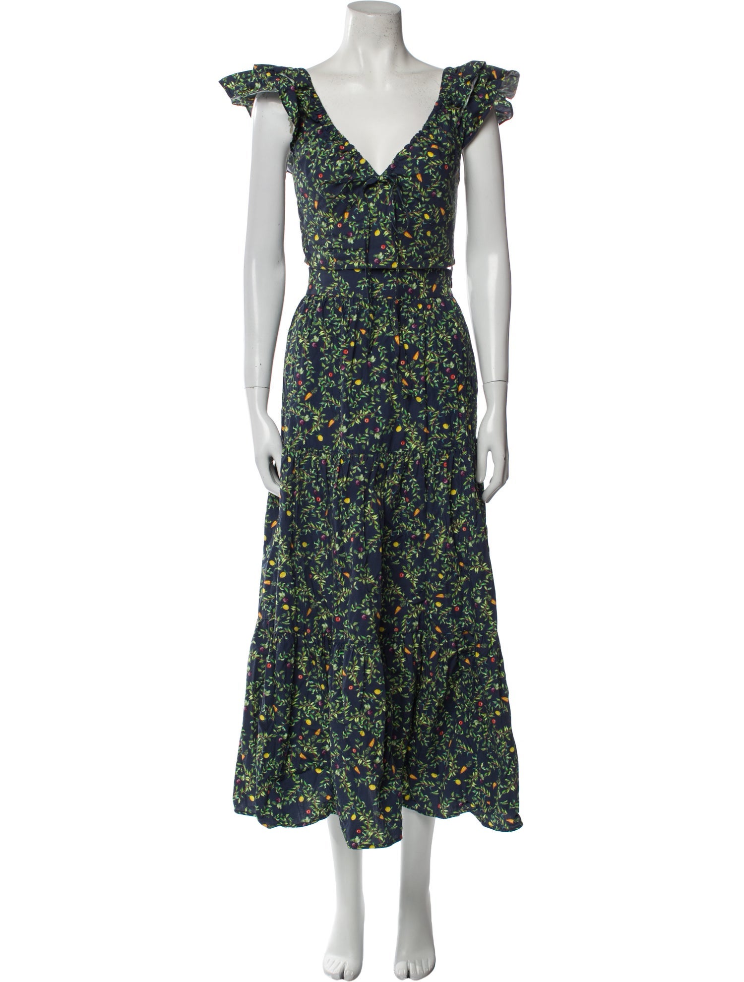 Hill House Home Printed Ruffle Embellishment Skirt Suit